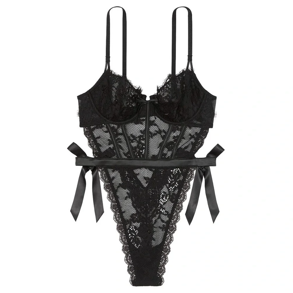 NWT - Victoria’s Secret - Wicked Unlined Laced Teddy - Black - Size: Large - Picture 2 of 14
